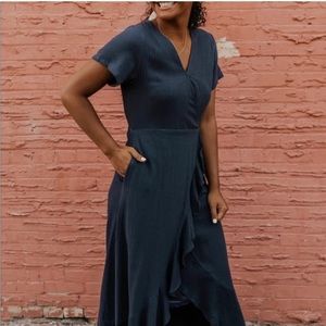 Roolee Navy Adiar Ruffle Wrap